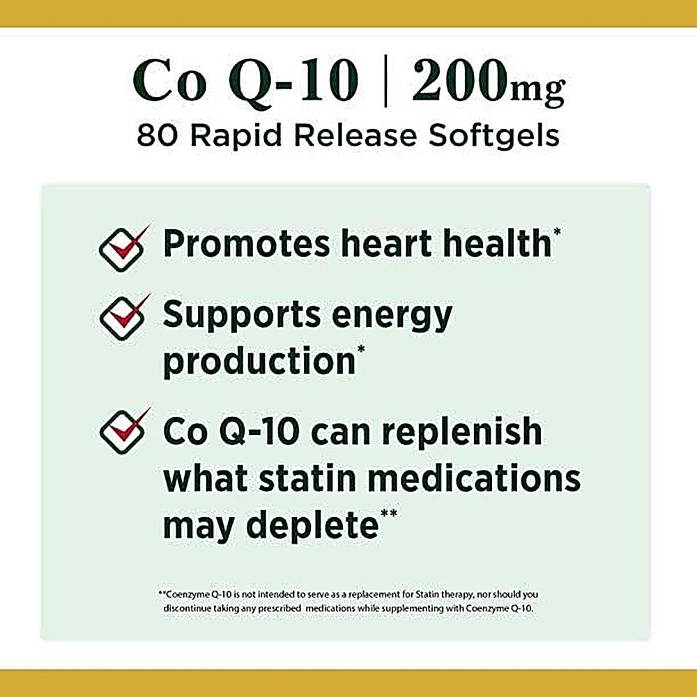 COENZIMA Q10 NATURE'S BOUNTY 200 MG 80 CÁPSULAS BLANDAS | PACK 3 - 4
