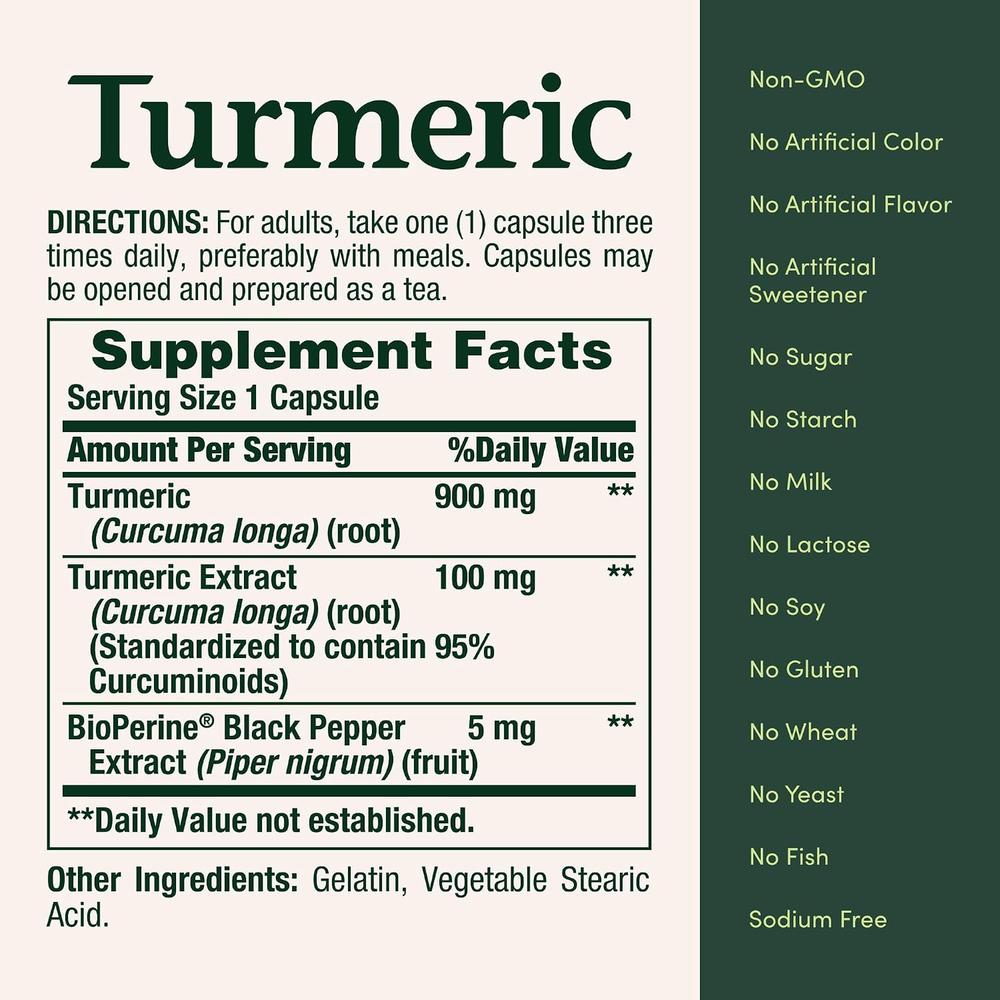 CÚRCUMA NATURE'S BOUNTY 1000 MG + BIOPERINE 5 MG 60 CÁPSULAS - 5