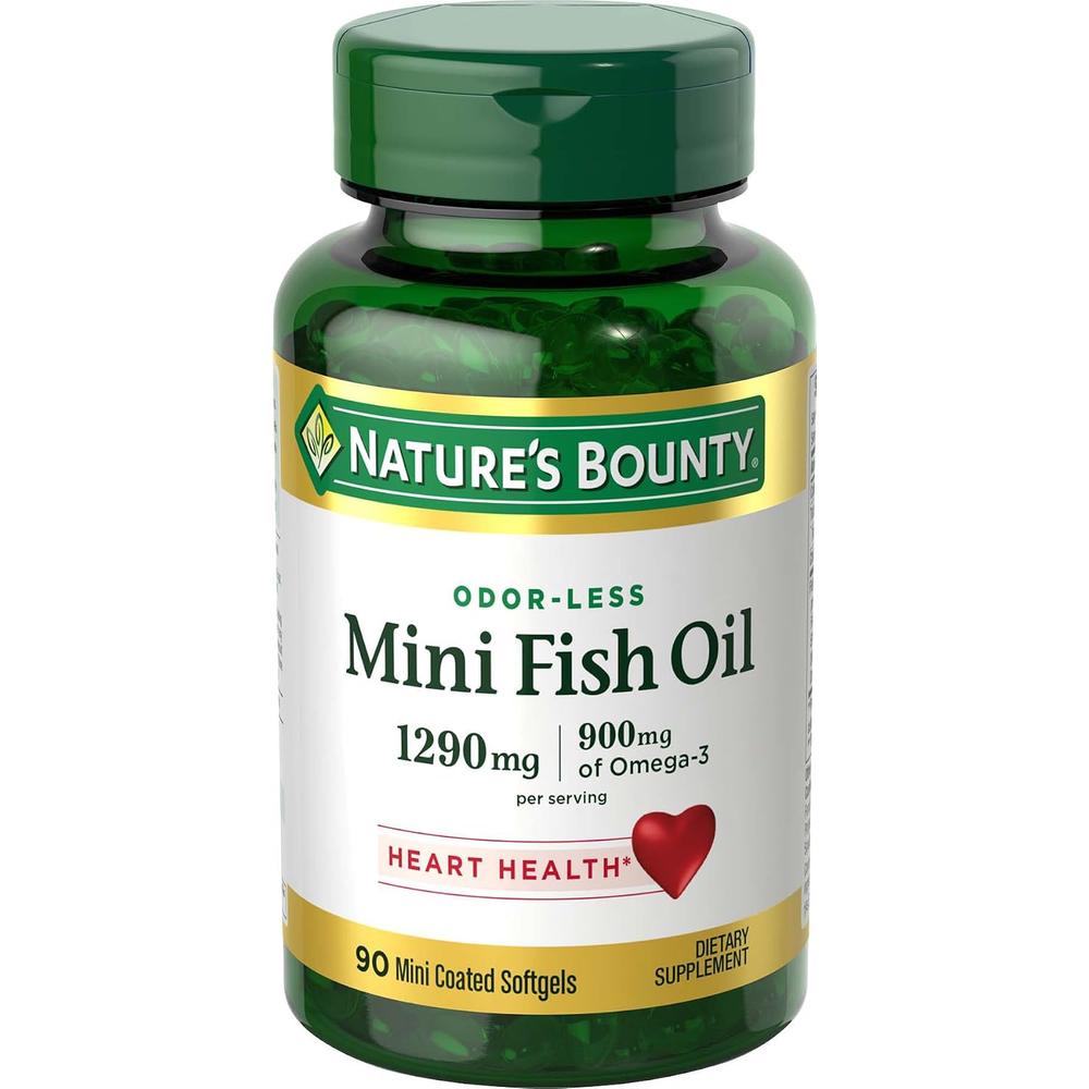 MINI OMEGA 3 NATURE'S BOUNTY + ACEITE DE PESCADO 1290 MG 90 CÁPSULAS BLANDAS - 1