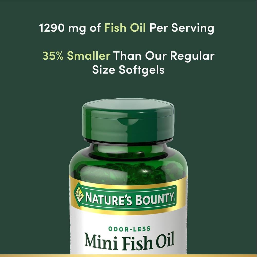 MINI OMEGA 3 NATURE'S BOUNTY + ACEITE DE PESCADO 1290 MG 90 CÁPSULAS BLANDAS - 3