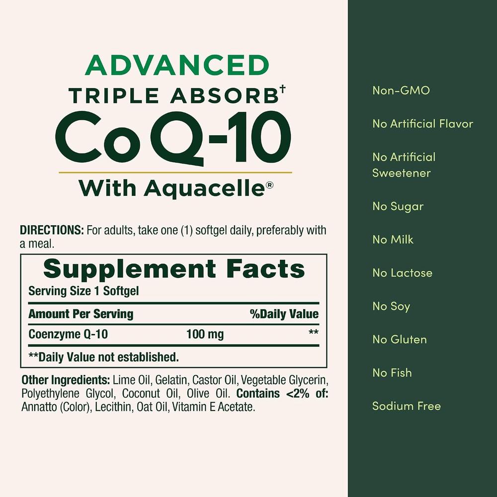 COENZIMA Q10 ADVANCED TRIPLE ABSORB NATURE'S BOUNTY 100 MG 90 CÁPSULAS BLANDAS - 5