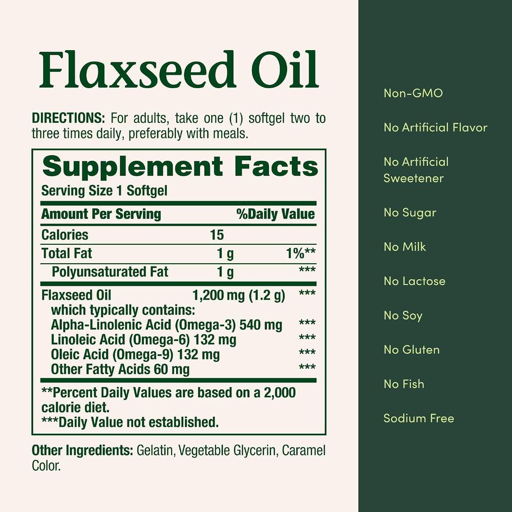 ACEITE DE LINAZA NATURE'S BOUNTY 1200 MG + OMEGA 3 125 CÁPSULAS BLANDAS - 5