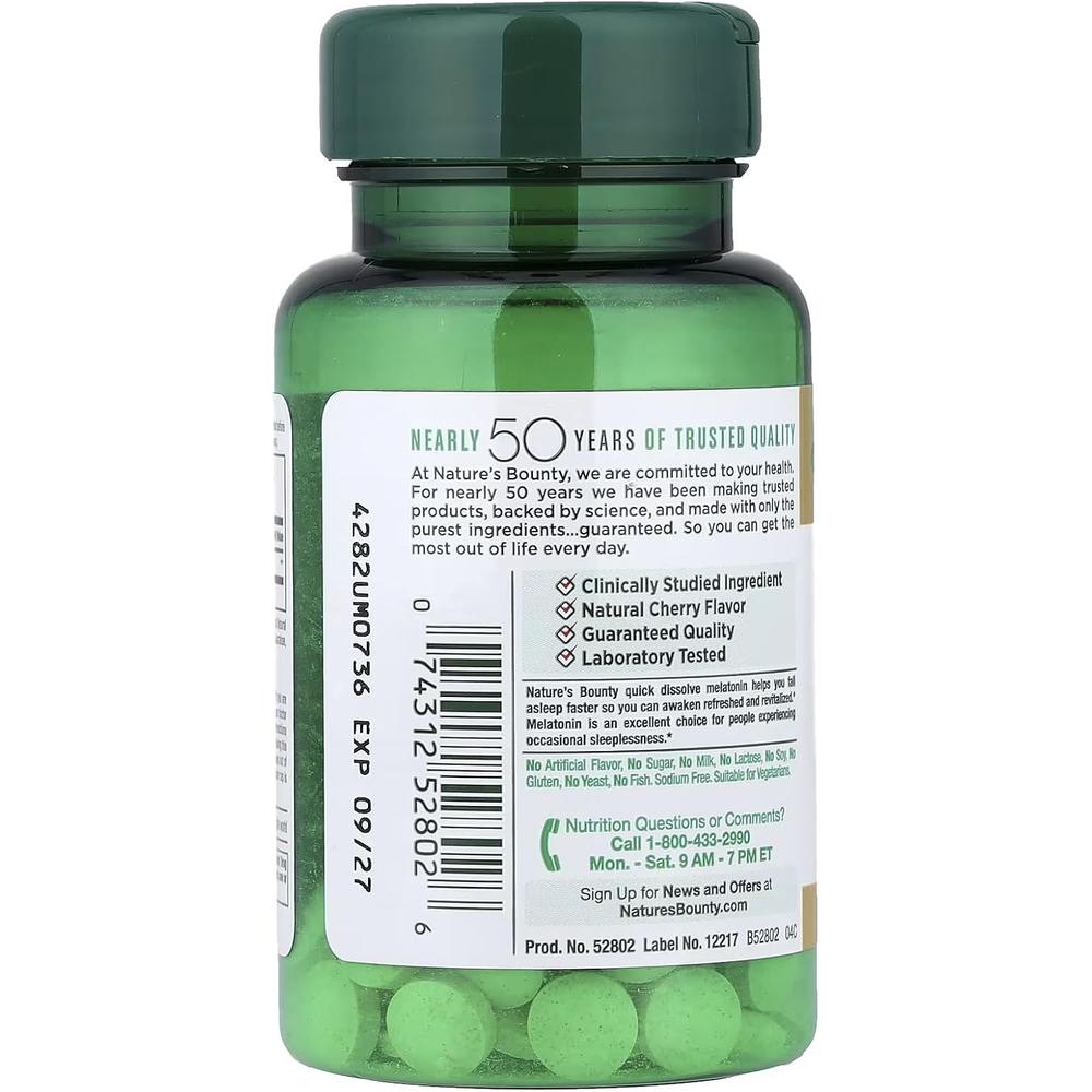 MELATONINA QUICK DISSOLVE NATURE'S BOUNTY 10 MG 45 TABLETAS | PACK 6 - 4