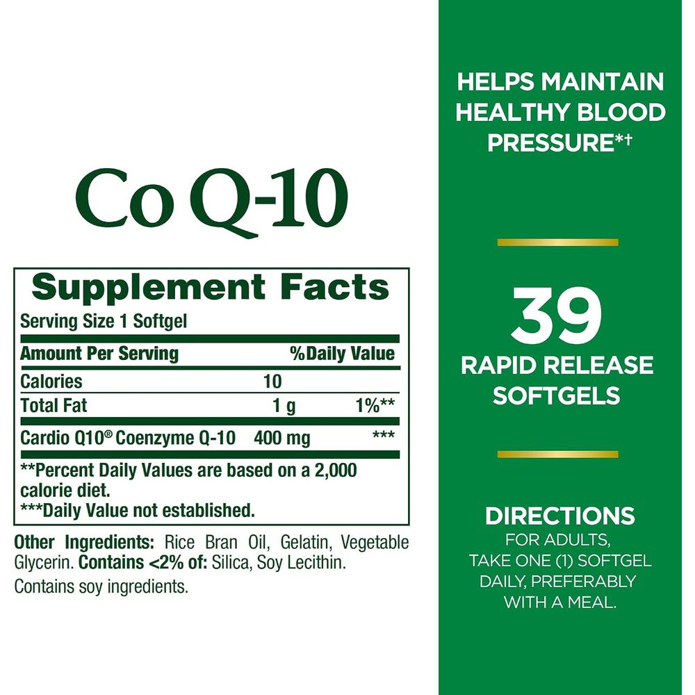 COENZIMA Q10 NATURE'S BOUNTY 400 MG 39 CÁPSULAS BLANDAS | PACK 2 - 2