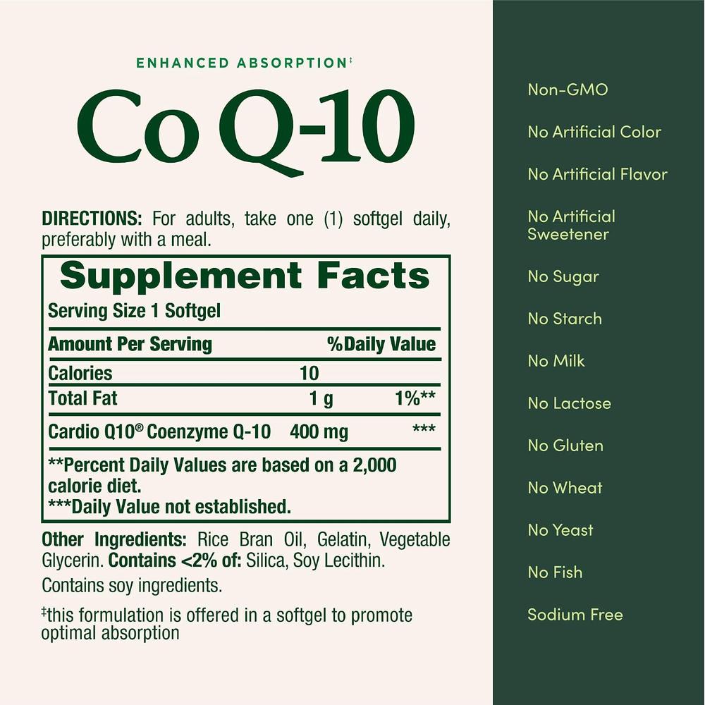 COENZIMA Q10 NATURE'S BOUNTY 400 MG 39 CÁPSULAS BLANDAS | PACK 2 - 6