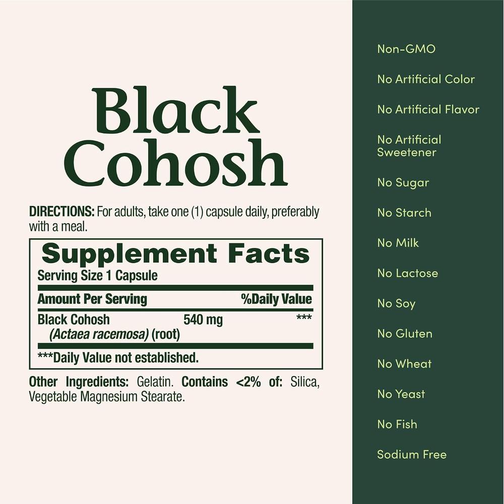 BLACK COHOSH NATURE'S BOUNTY 540 MG 100 CÁPSULAS - 6