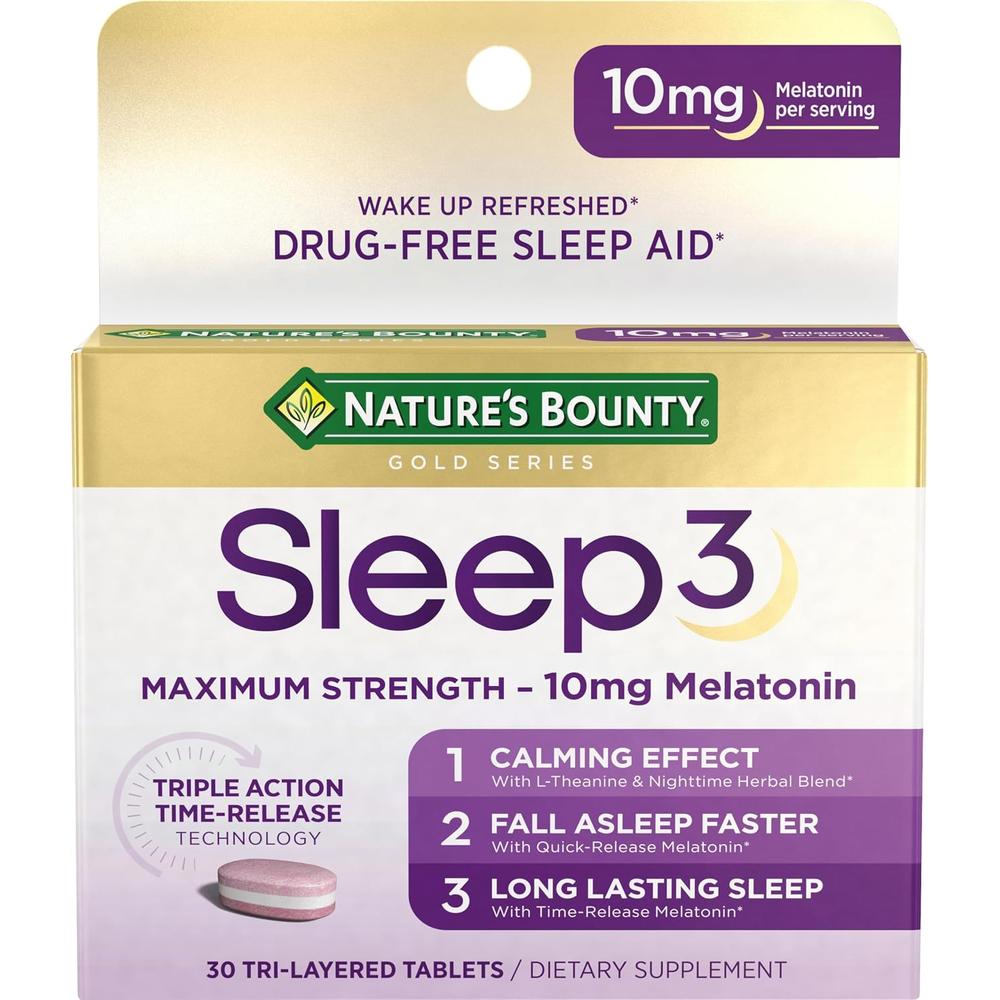 MELATONINA NATURE'S BOUNTY 10 MG 30 TABLETAS TRICAPA - 1