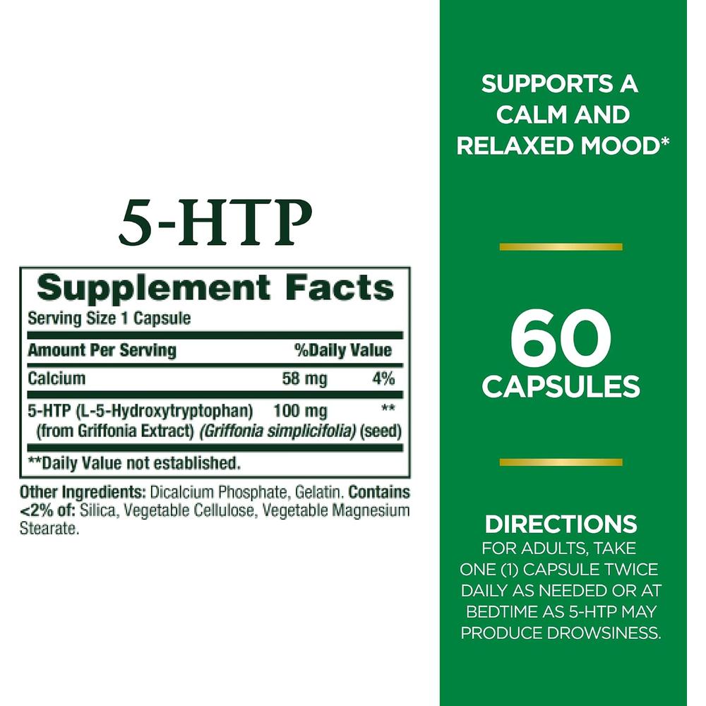 5-HTP NATURE'S BOUNTY 100 MG 60 CÁPSULAS | PACK 2 - 2