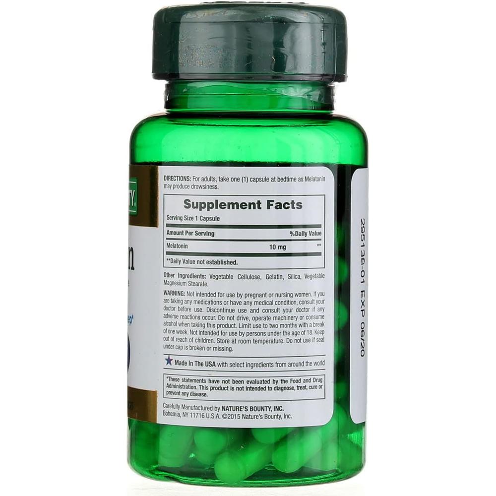 MELATONINA NATURE'S BOUNTY 10 MG 60 CÁPSULAS | PACK 3 - 3