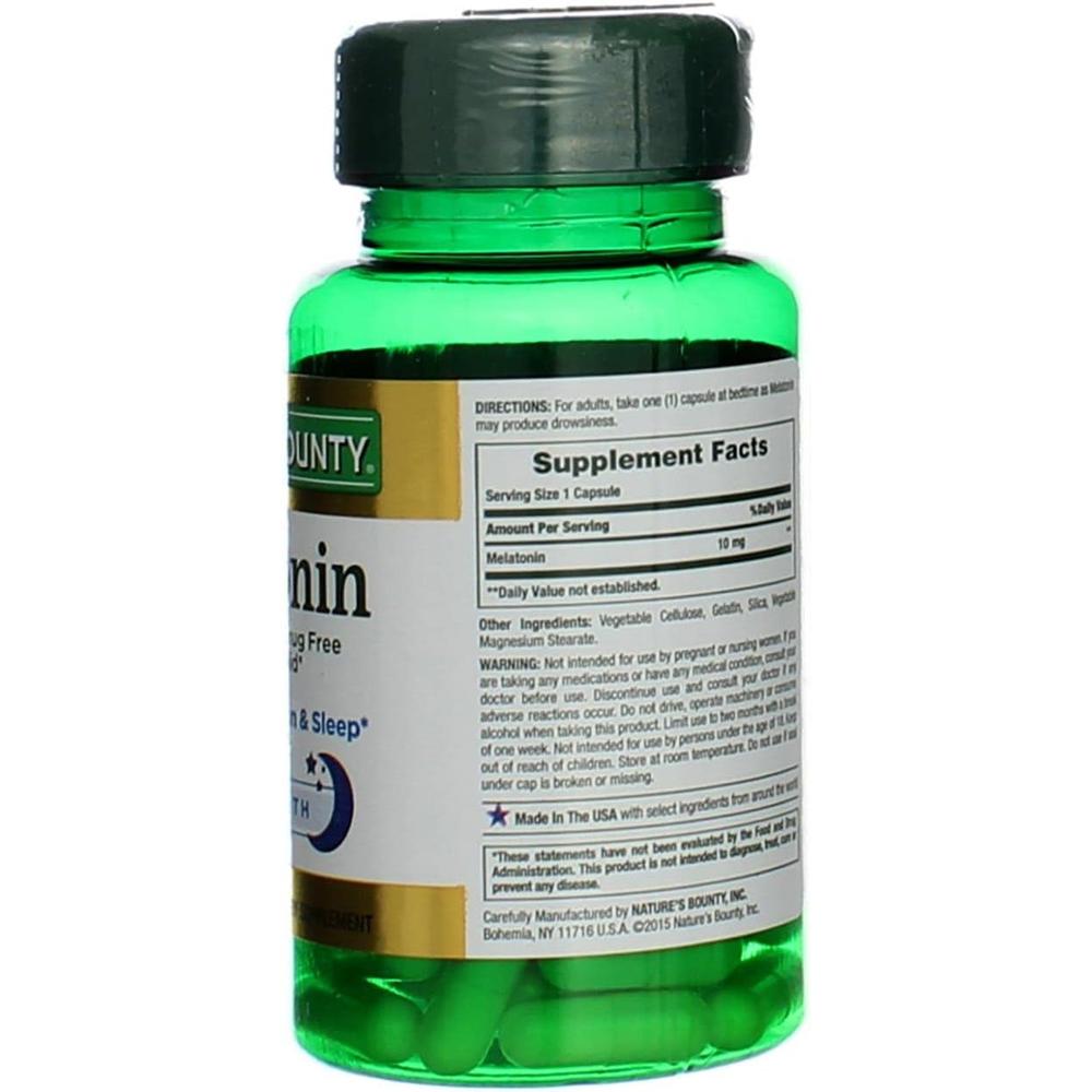 MELATONINA NATURE'S BOUNTY 10 MG 60 CÁPSULAS | PACK 3 - 4