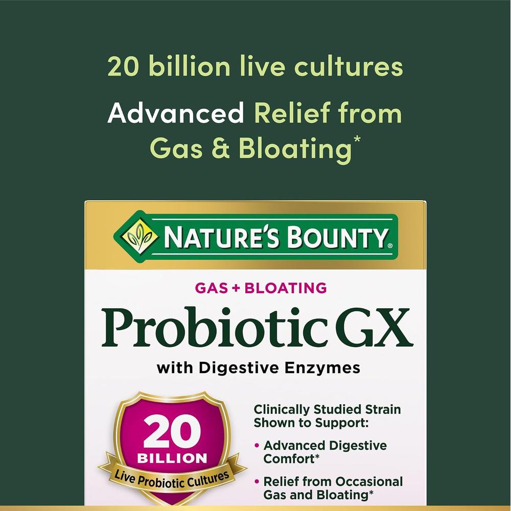PROBIÓTICO GX NATURE'S BOUNTY 20 BILLONES 25 CÁPSULAS - 3