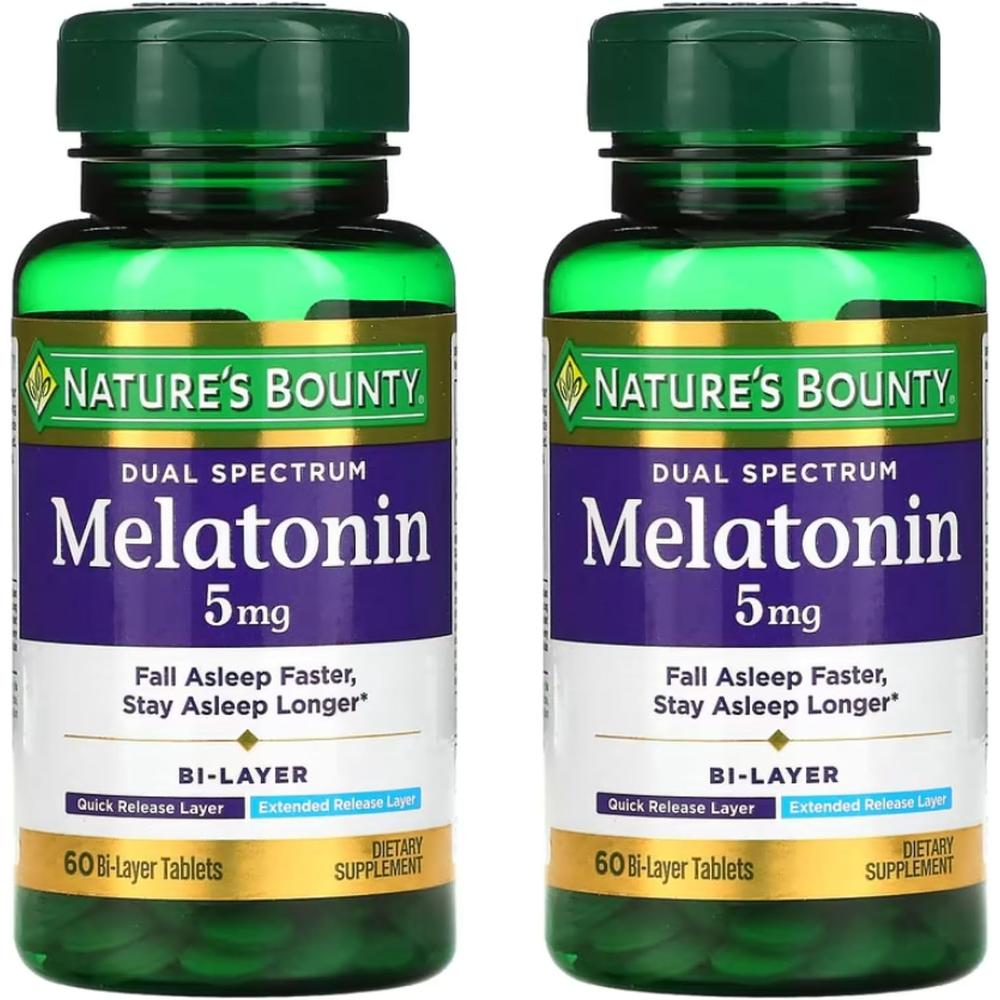 MELATONINA DUAL SPECTRUM NATURE'S BOUNTY 5 MG 60 TABLETAS | PACK 2 - 1