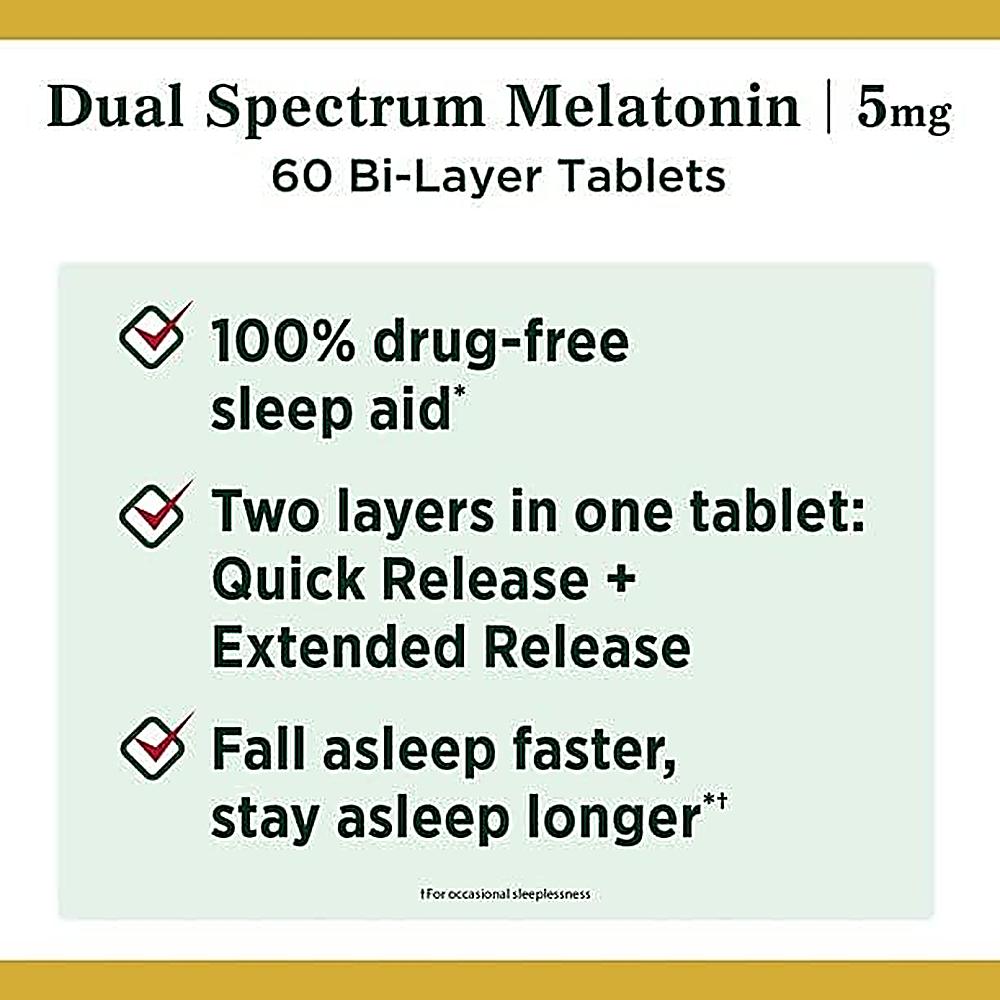 MELATONINA DUAL SPECTRUM NATURE'S BOUNTY 5 MG 60 TABLETAS | PACK 2 - 6
