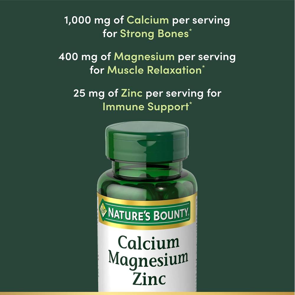 CALCIO + MAGNESIO + ZINC NATURE'S BOUNTY 100 TABLETAS - 3
