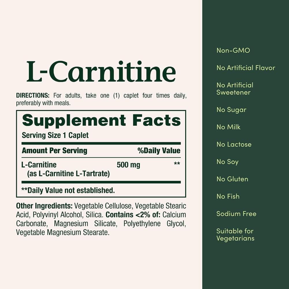L-CARNITINA NATURE'S BOUNTY 500 MG 30 TABLETAS - 5