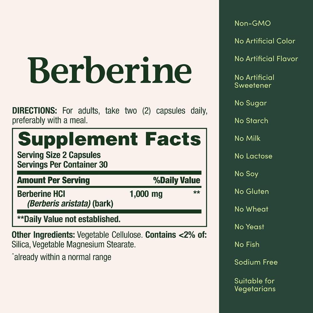 BERBERINA NATURE'S BOUNTY 1000 MG 60 CÁPSULAS - 5