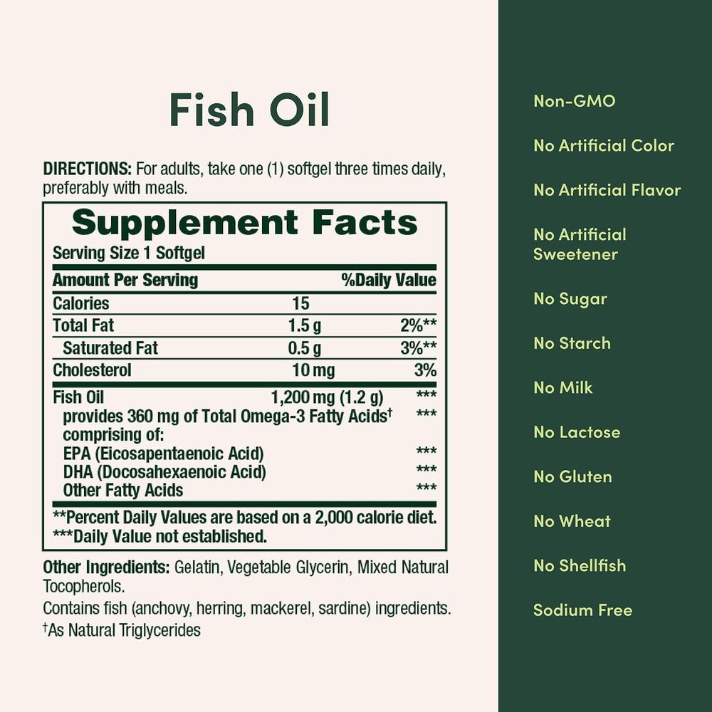 OMEGA 3 NATURE'S BOUNTY 360 MG + ACEITE DE PESCADO 1200 MG 200 CÁPSULAS BLANDAS - 5