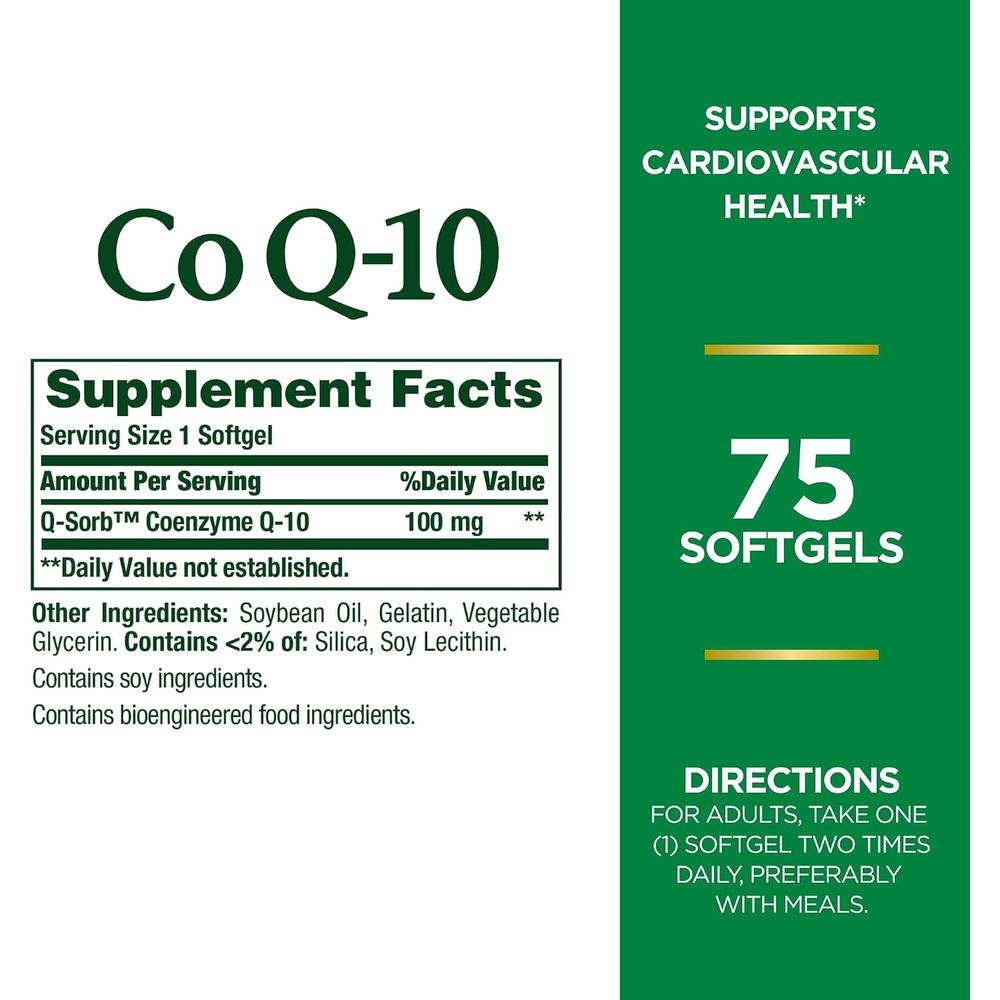 COENZIMA Q10 NATURE'S BOUNTY 100 MG 75 CÁPSULAS BLANDAS | PACK 2 - 2