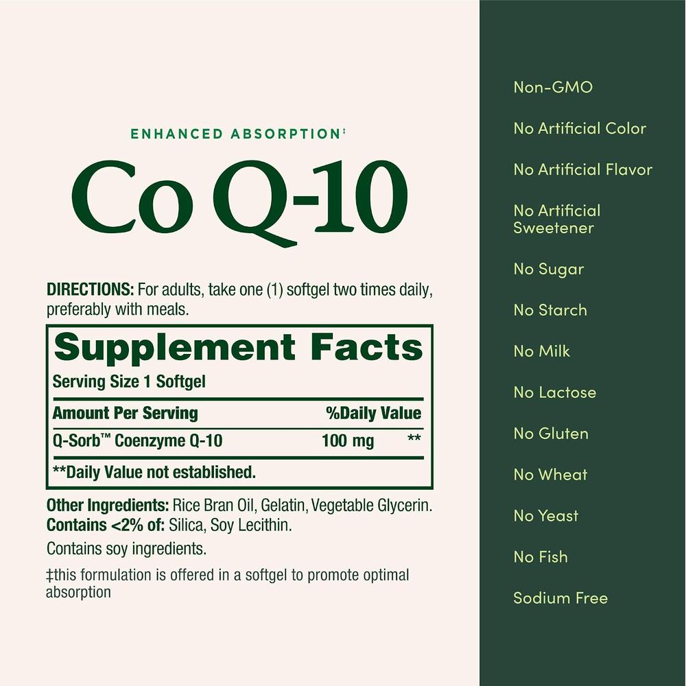 COENZIMA Q10 NATURE'S BOUNTY 100 MG 75 CÁPSULAS BLANDAS | PACK 2 - 6