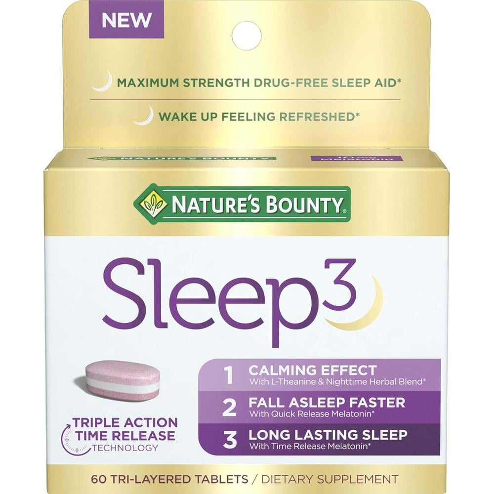 SLEEP3 MELATONINA NATURE'S BOUNTY 10 MG 60 TABLETAS TRICAPA - 1