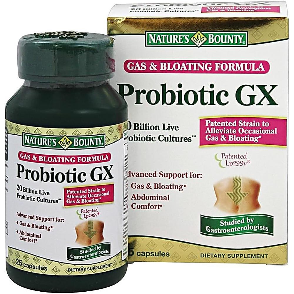 PROBIÓTICO GX NATURE'S BOUNTY 20 BILLONES 25 CÁPSULAS | PACK 4 - 1