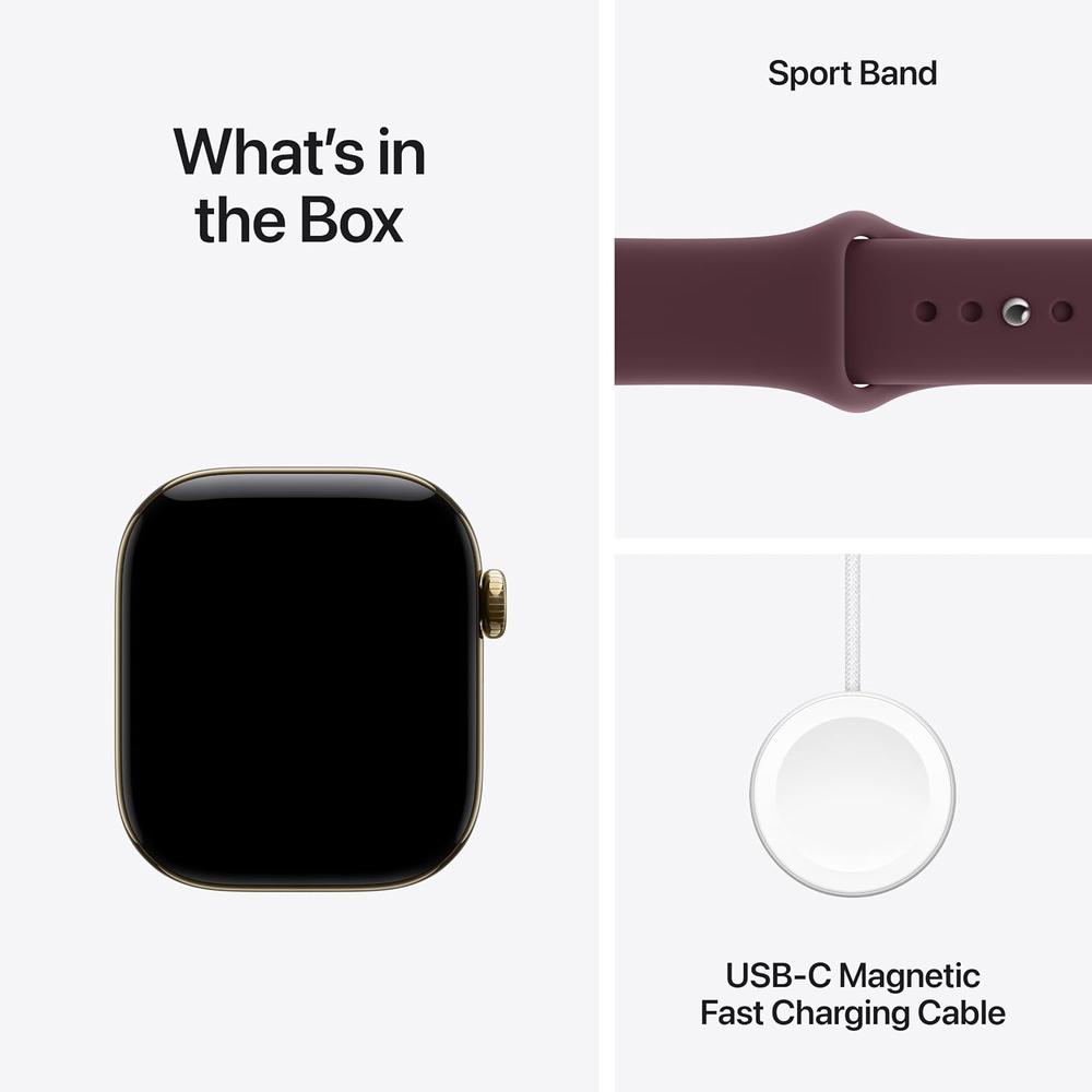 APPLE WATCH SERIES 12 (GPS + CELLULAR) 42MM RADIANT GOLD TITANIUM + SPORT BAND BURGUNDY - S/M - 8