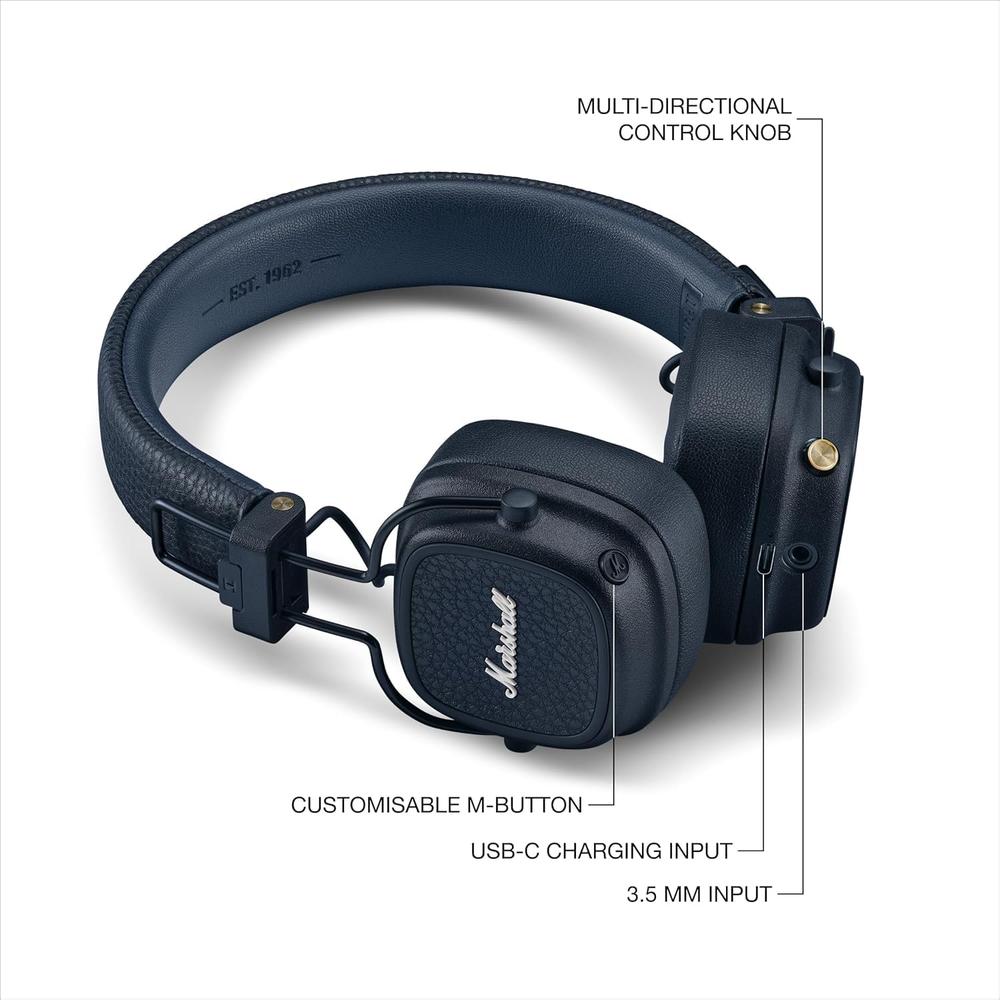 AUDÍFONOS INALÁMBRICOS ON-EAR MAJOR V MARSHALL | AZUL NOCHE - 6