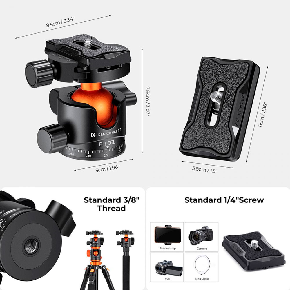 CABEZAL DE TRIPODE KYF CONCEPT KF31.044V1 - BH-36L - 3