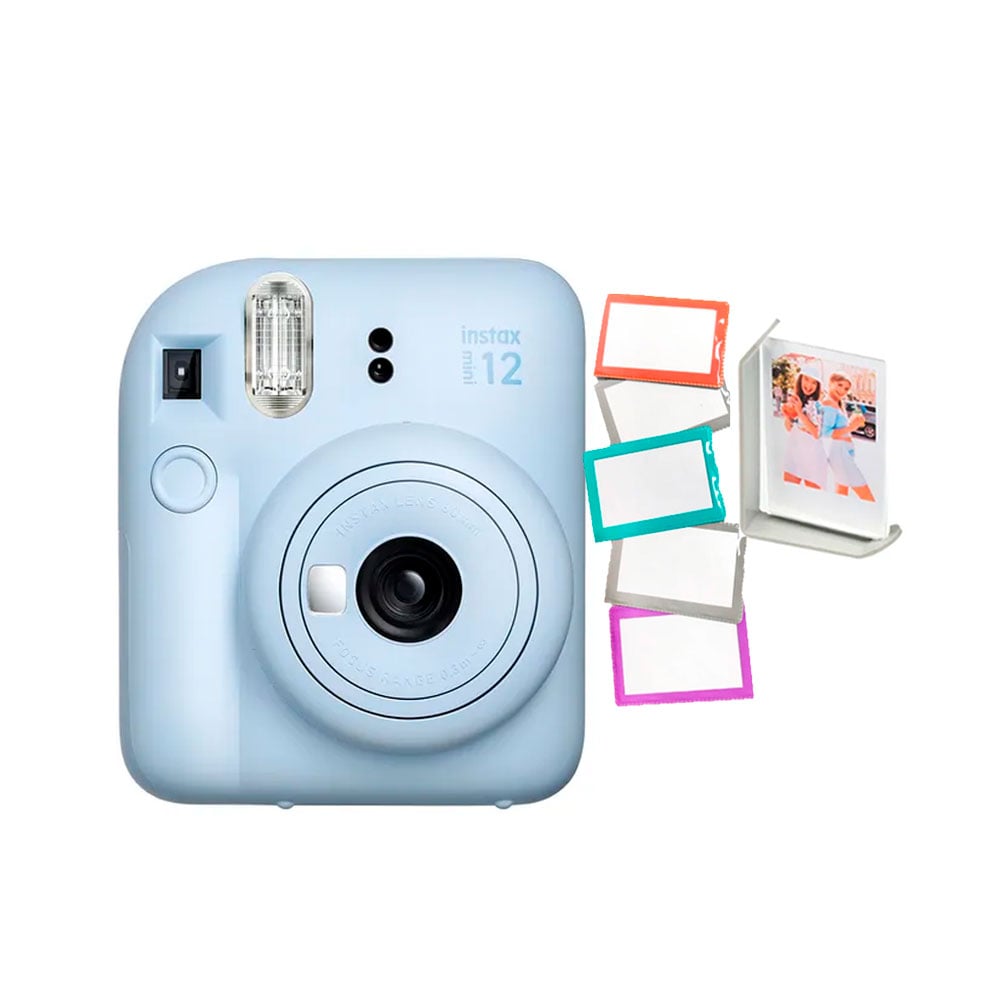 CAMARA FUJIFILM INSTAX MINI 12 AZUL+5PORTAFOTOS+MARCO - 1