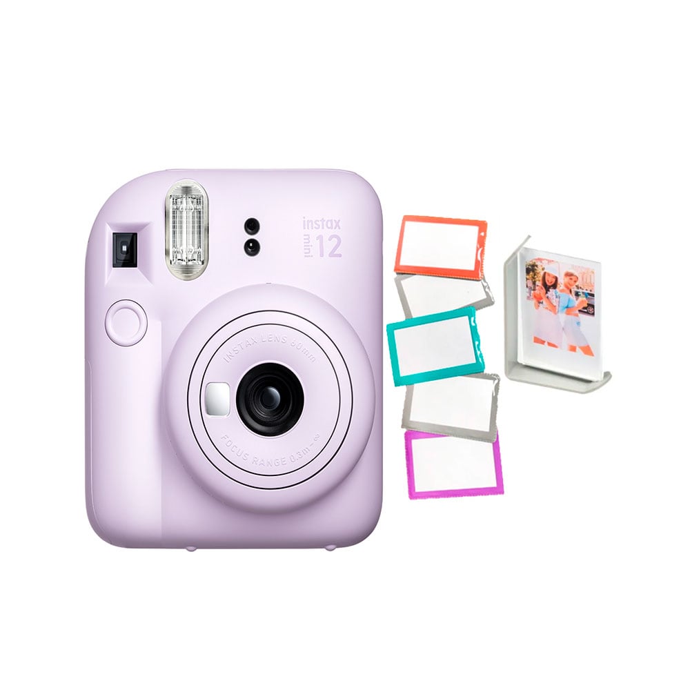 CAMARA FUJIFILM INSTAX MINI 12 LILA+5PORTAFOTOS+MARCO - 1