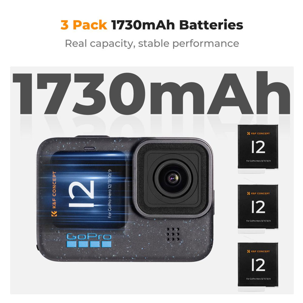 CARGADOR TRIPLE KYF CONCEPT + 3 BATERIAS GOPRO12/11/10/9 KF28.0032V1 - 2
