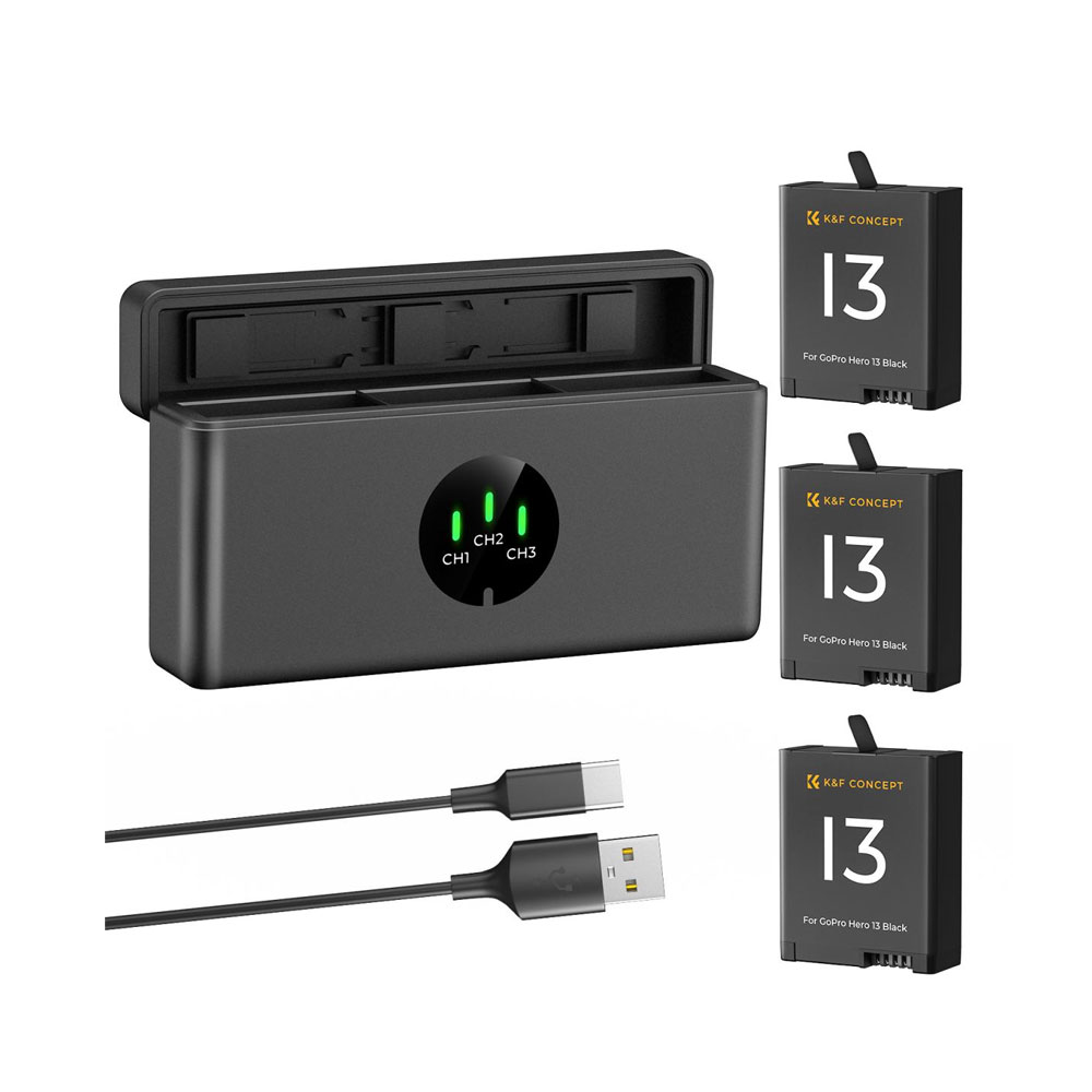 CARGADOR TRIPLE KYF CONCEPT + 3 BATERIAS PARA GOPRO13 KF28.0087 - 1