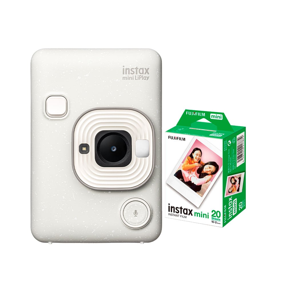 CAMARA FUJIFILM INSTAX MINI LIPLAY WHITE+ PELICULA X20 - 1