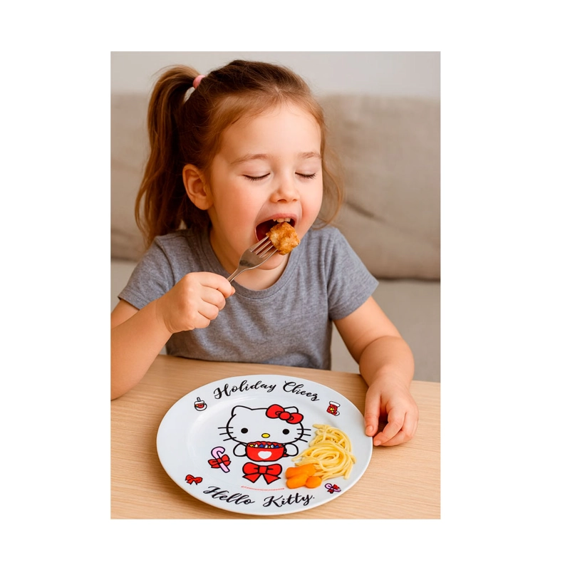 VAJILLA PLATO HELLO KITTY 24 CM NAVIDAD SCOOL CERAMICA - 2