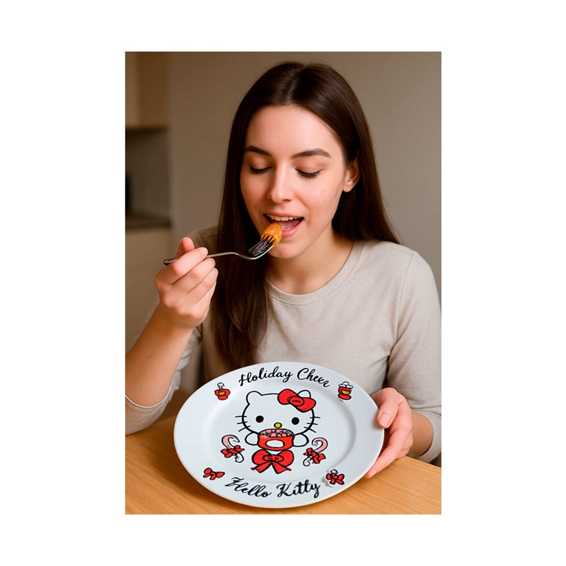 VAJILLA PLATO HELLO KITTY 24 CM NAVIDAD SCOOL CERAMICA - 3