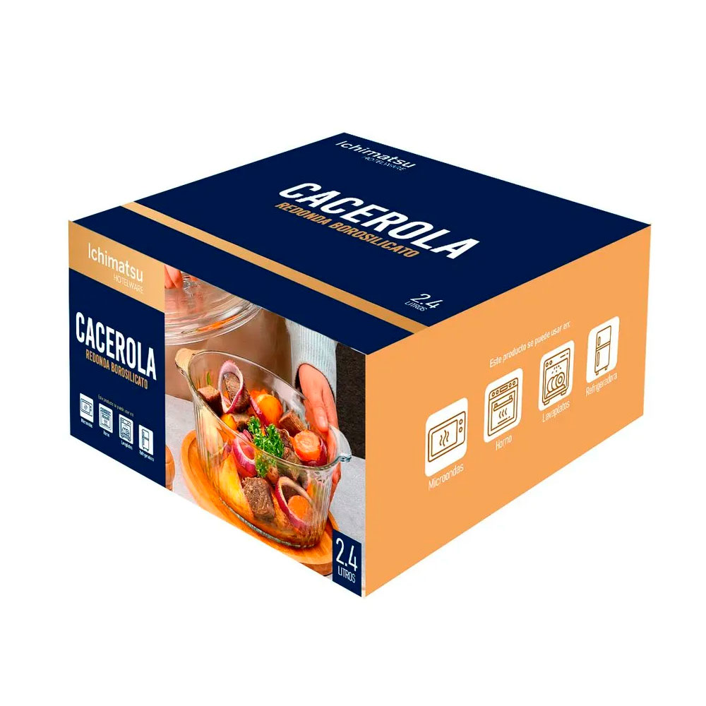 CACEROLA REDONDA ICHIMATSU TRANSP 2.4LT C TAPA HORNO MICROONDAS - 3