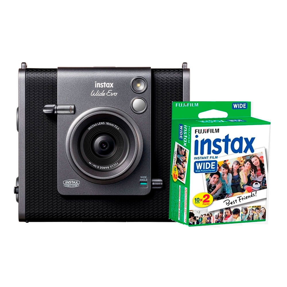 CAMARA FUJIFILM INSTAX WIDE EVO BLACK + PACK PELICULA X 20 - 1