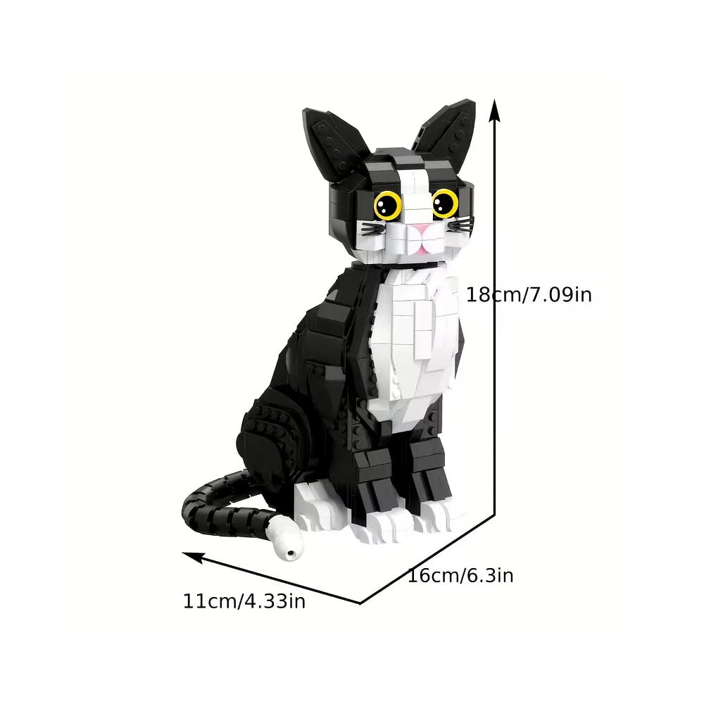 GATO NEGRO CON BLANCO SENTADO MINI BLOQUES ARMABLE 1020 PIEZAS - 2