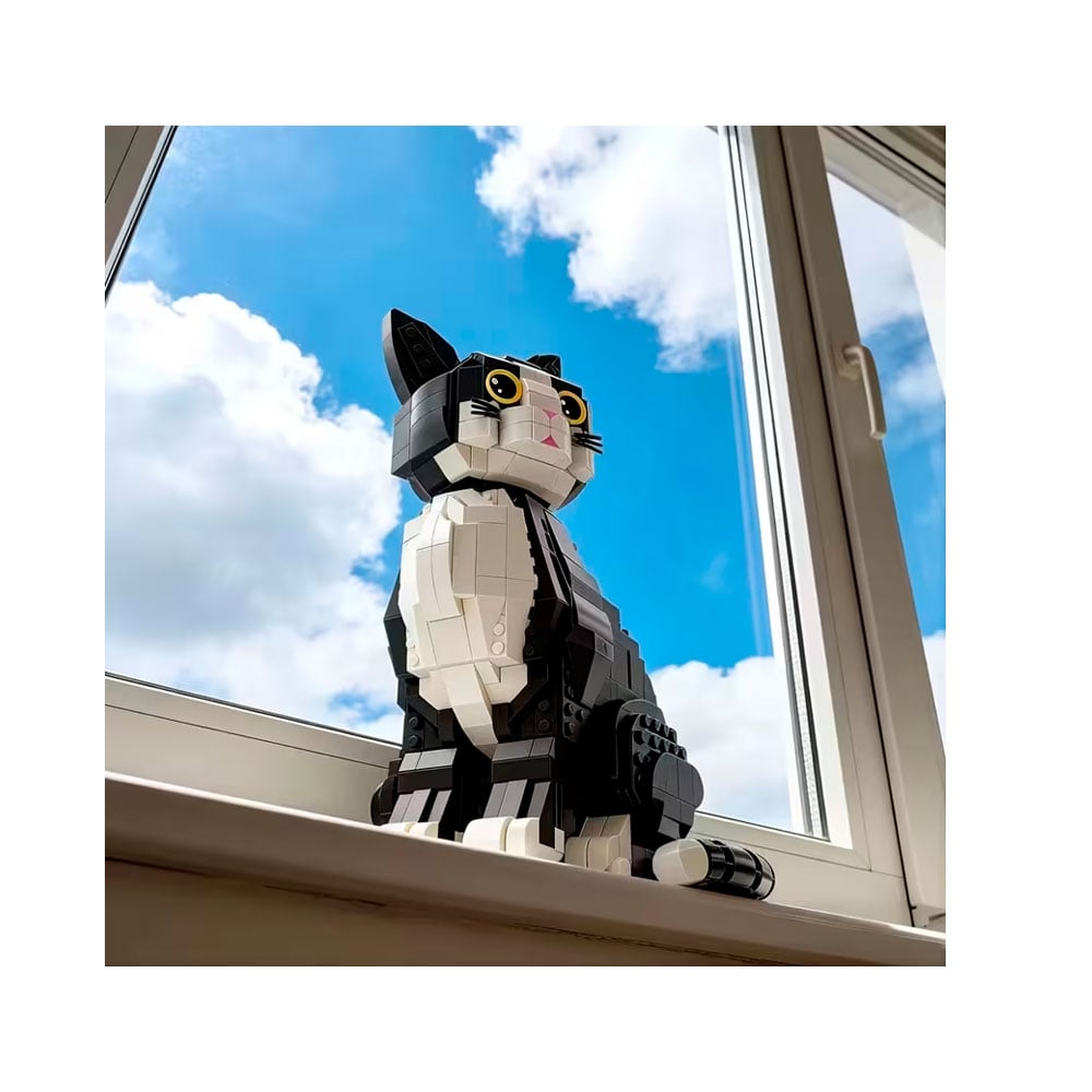 GATO NEGRO CON BLANCO SENTADO MINI BLOQUES ARMABLE 1020 PIEZAS - 5