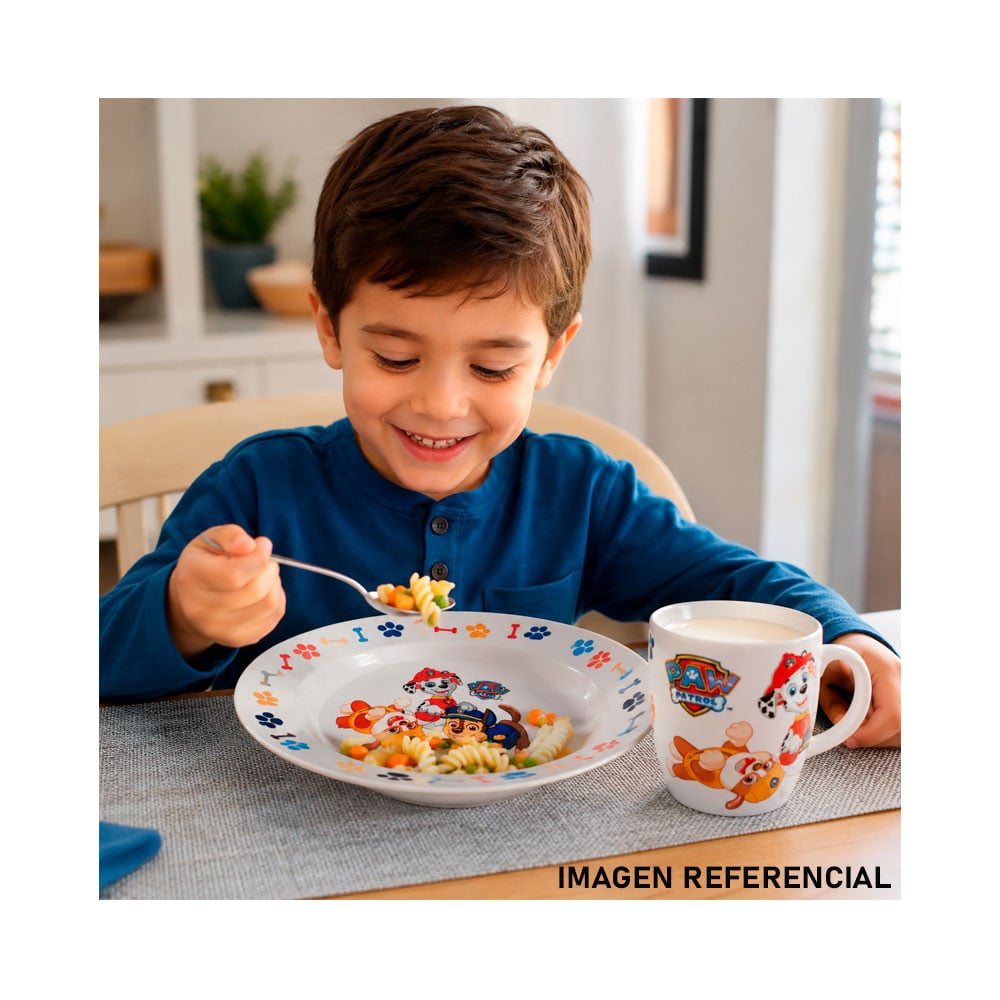 VAJILLA INFANTIL PAW PATROL 2 PZ SCOOL PLATO + TAZA CERAMICA 703092 - 2