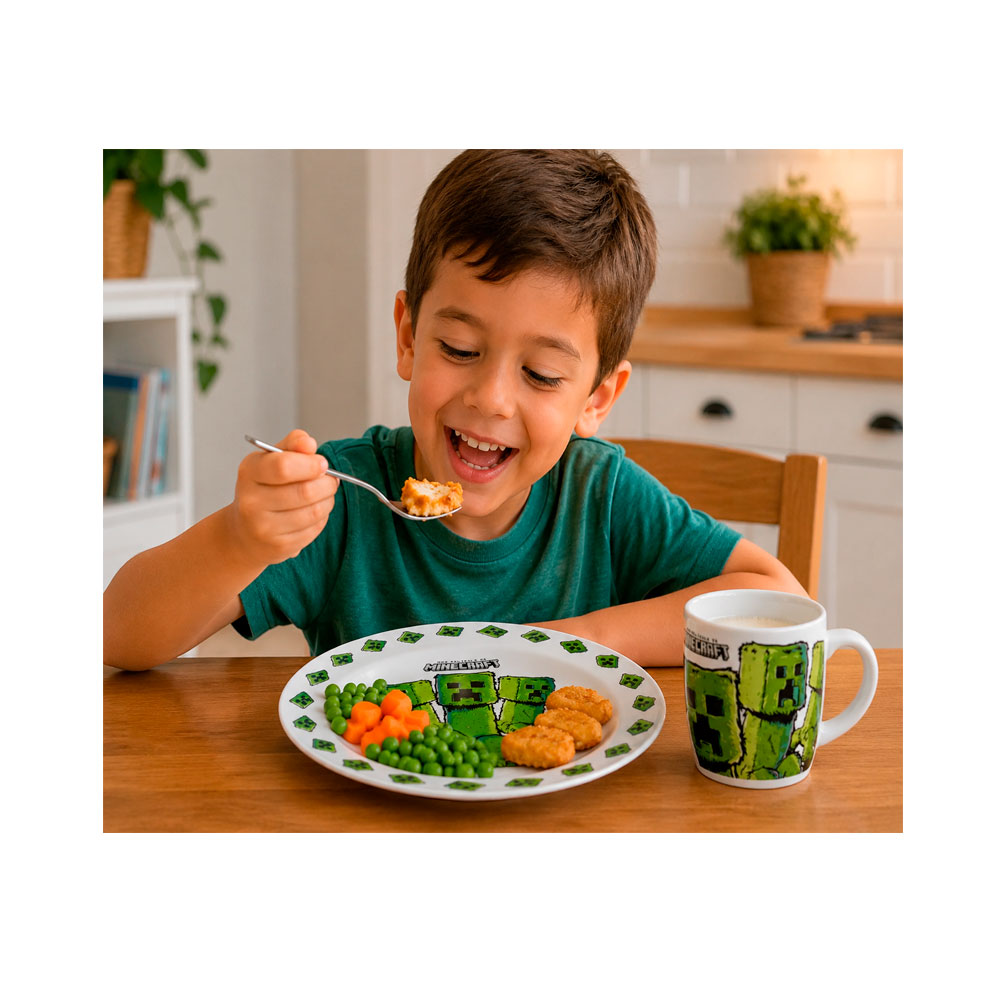 VAJILLA INFANTIL MINECRAFT 2PZ SCOOL PLATO + TAZA CERAMICA 704879 - 3