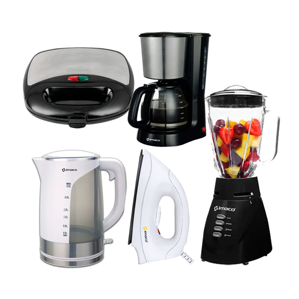 COMBO LICUADORA IMACO+ SANDWICH GRILL+HERVIDOR 2.5LT+CAFETERA+PLANCHA - 1