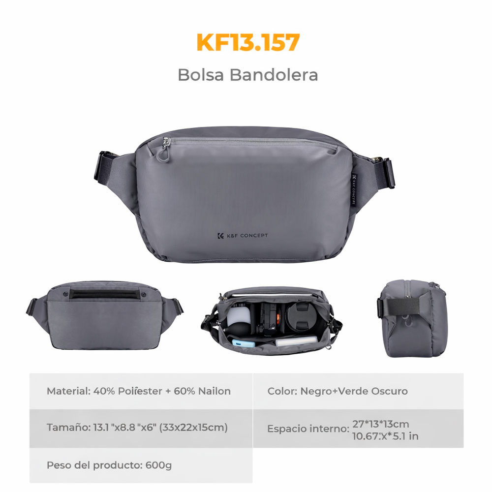 ESTUCHE PARA CAMARA FOTOGRAFICA KYF CONCEPT  KF13.157V6 GRIS OSCURO - 7