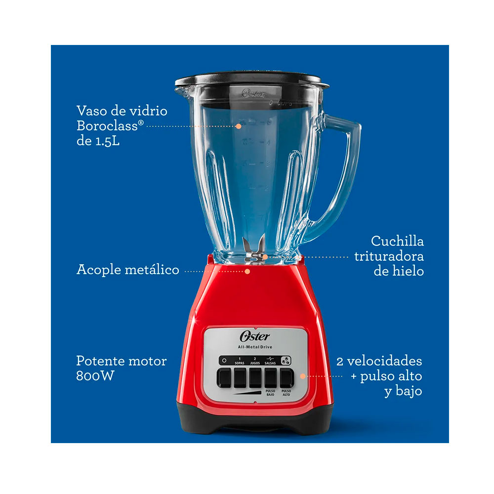 LICUADORA OSTER BLSTKAGRPB 1.5LT 800W 2 VEL P.HIELO - 7