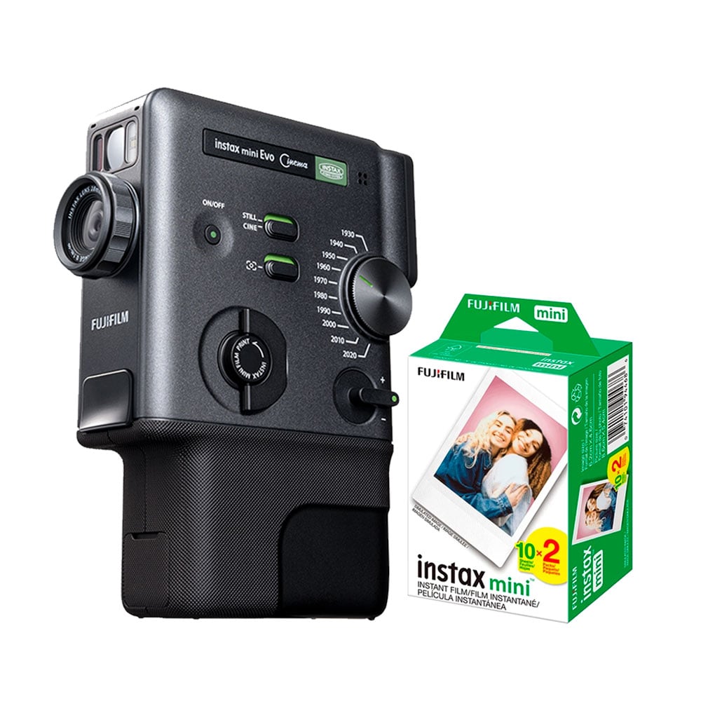 CAMARA FUJIFILM INSTAX MINI EVO CINEMA BLACK + PACK DE PELICULA X20 - 1