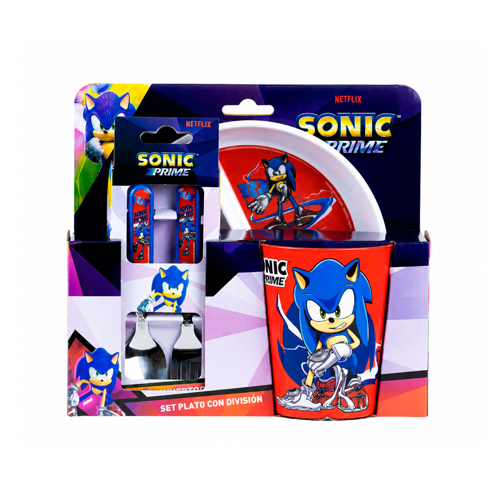 VAJILLA SET PLATO DIVISION SONIC PRIME+CUBIERTO+VASO SCOOL 703808 - 2