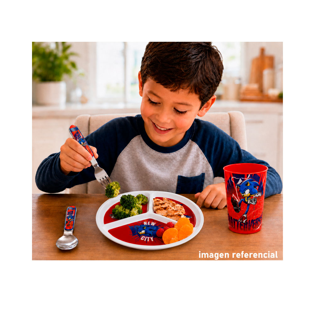 VAJILLA SET PLATO DIVISION SONIC PRIME+CUBIERTO+VASO SCOOL 703808 - 3