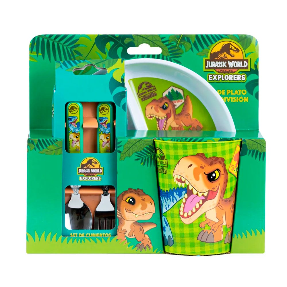 VAJILLA INFANTIL JURASSIC DIVISION SCOOL +CUBIERTO+VASO 703804 - 2