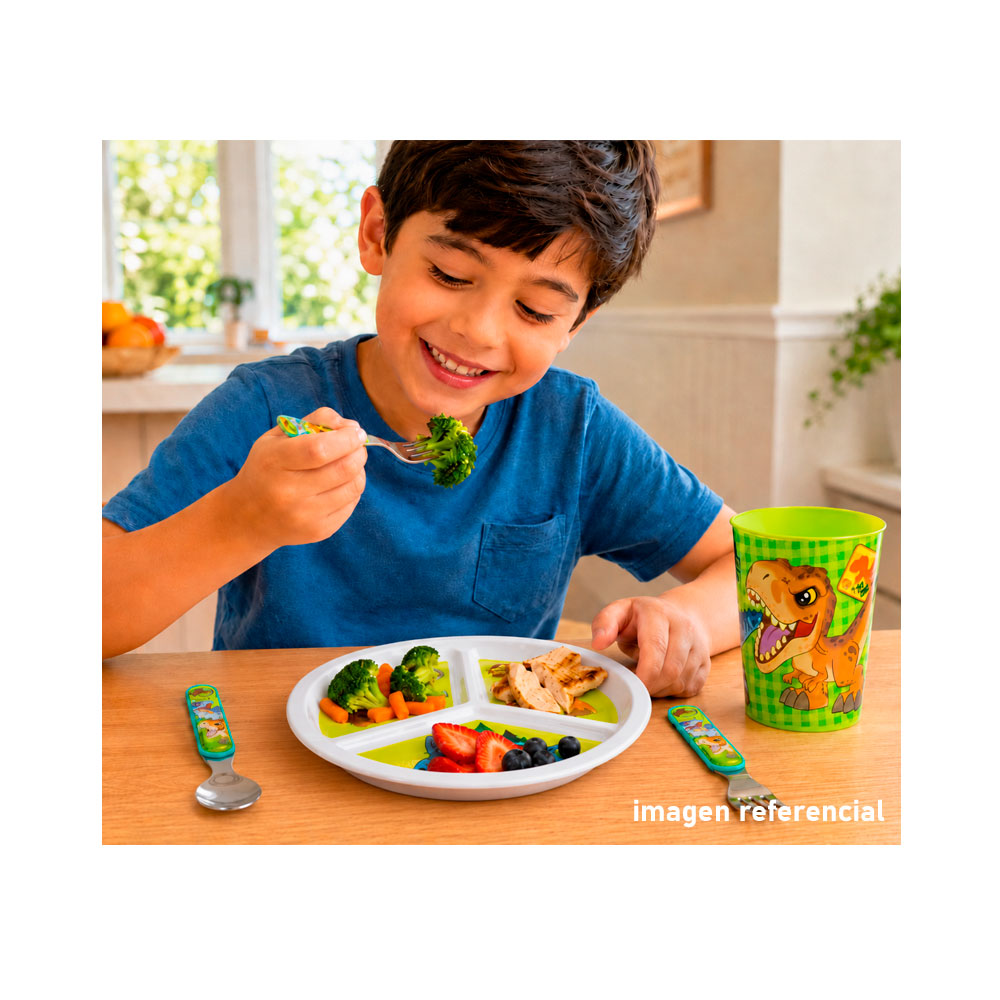 VAJILLA INFANTIL JURASSIC DIVISION SCOOL +CUBIERTO+VASO 703804 - 3