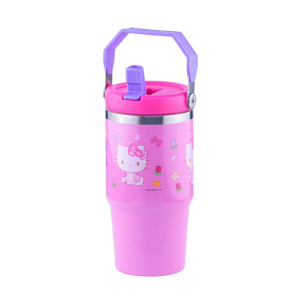 VASO TUMBLER HELLO KITTY ACERO CON ASA Y CAÑA SCOOL 600ML 705027 - 2